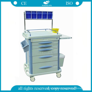 AG-AT007B3 ABS with five drawers hospital cart anaesthetic drug trolley